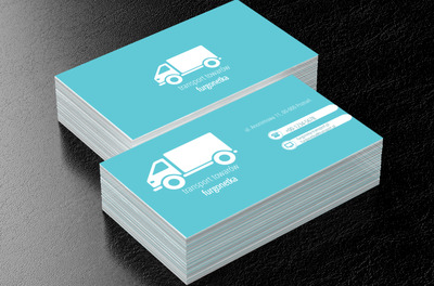 Biała ciężarówka na niebieskim tle, Transport, Transport Towarów - Wizytówki Netprint