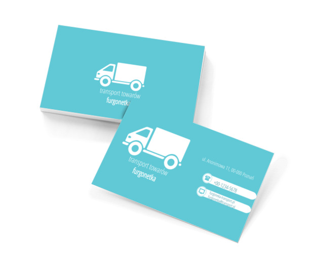 Biała ciężarówka na niebieskim tle, Transport, Transport Towarów - Wizytówki Netprint szablony online