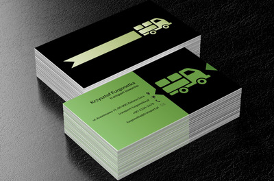 Zielona furgonetka, Transport, Transport Towarów - Wizytówki Netprint