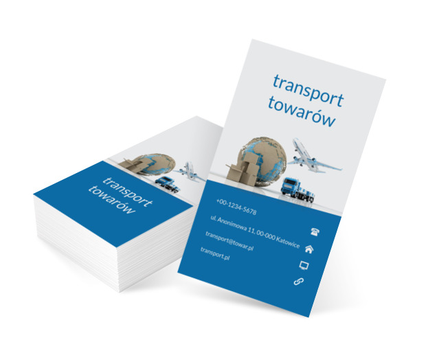Samolot, paczki i Ziemia, Transport, Transport Towarów - Wizytówki Netprint szablony online