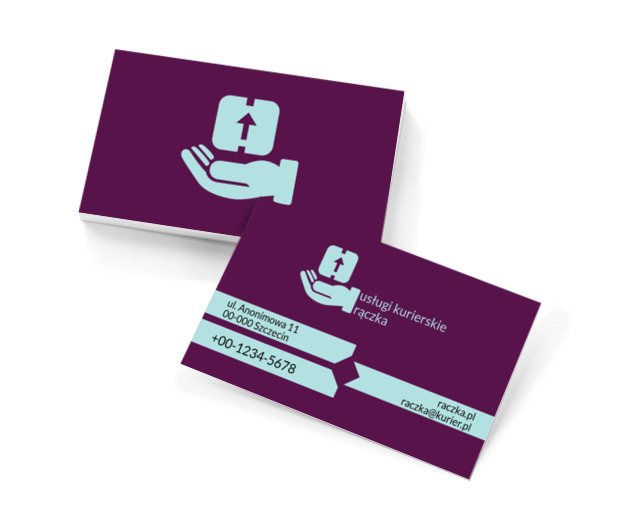 Dłoń trzymająca paczkę, Transport, Usługi kurierskie - Wizytówki Netprint szablony online