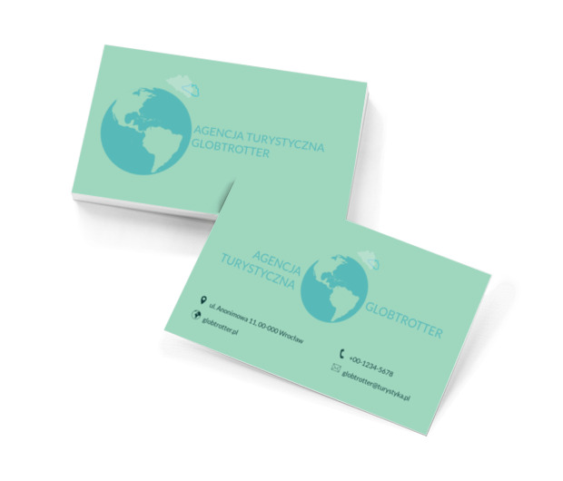 Niebieska kula ziemska, Turystyka, Agencja turystyczna - Wizytówki Netprint szablony online