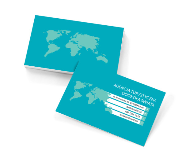 Niebieska mapa świata, Turystyka, Agencja turystyczna - Wizytówki Netprint szablony online