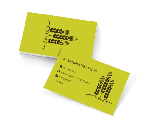 Kłosy zbóż, Turystyka, Agroturystyka - Wizytówki Netprint szablony online