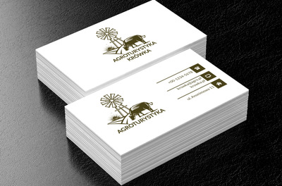 Brązowa krowa na białym tle, Turystyka, Agroturystyka - Wizytówki Netprint