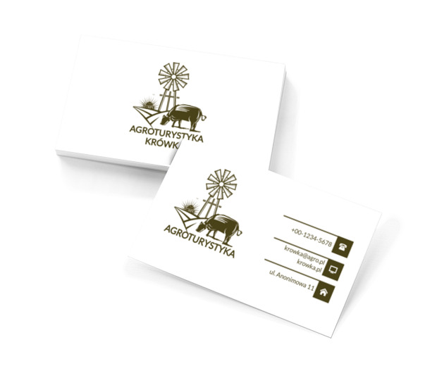 Brązowa krowa na białym tle, Turystyka, Agroturystyka - Wizytówki Netprint szablony online