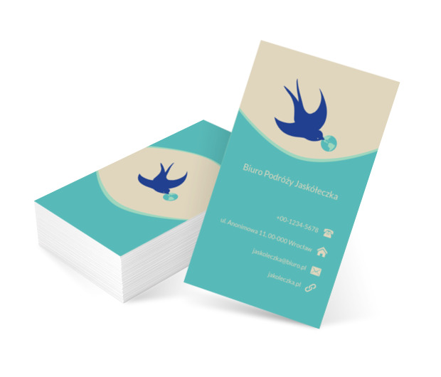 Ptak z globem w dziobie, Turystyka, Biuro podróży - Wizytówki Netprint szablony online