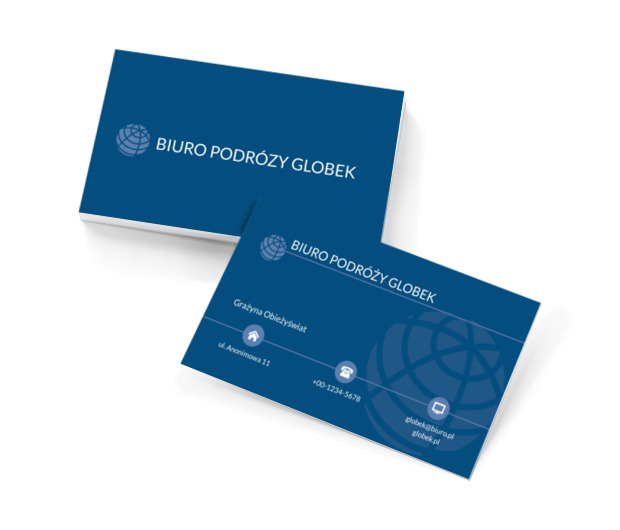 Błękitny glob ziemski, Turystyka, Biuro podróży - Wizytówki Netprint szablony online