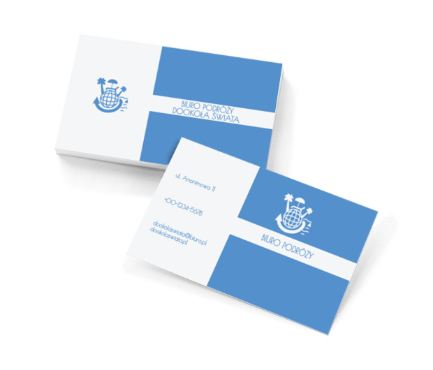 Niebieski glob z palmami, Turystyka, Biuro podróży - Wizytówki Netprint szablony online