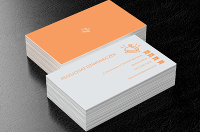 Dzwonek na pomarańczowym tle, Turystyka, Hotel, Motel, Pensjonat  - Wizytówki Netprint