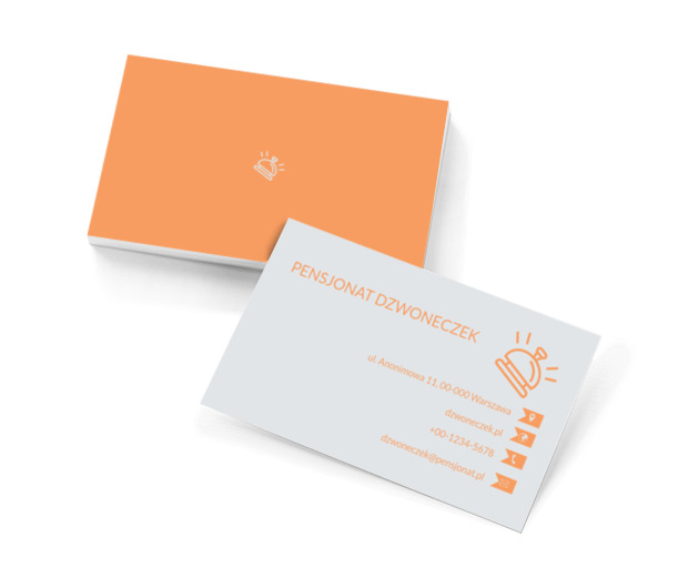 Dzwonek na pomarańczowym tle, Turystyka, Hotel, Motel, Pensjonat  - Wizytówki Netprint szablony online