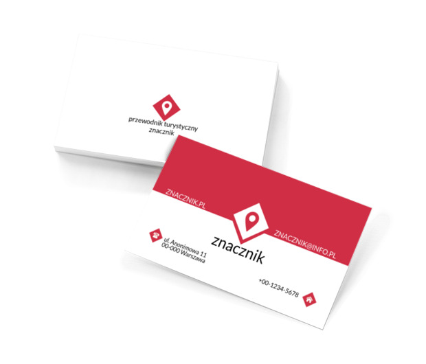 Czerwony lokalizator, Turystyka, Przewodnik turystyczny - Wizytówki Netprint szablony online