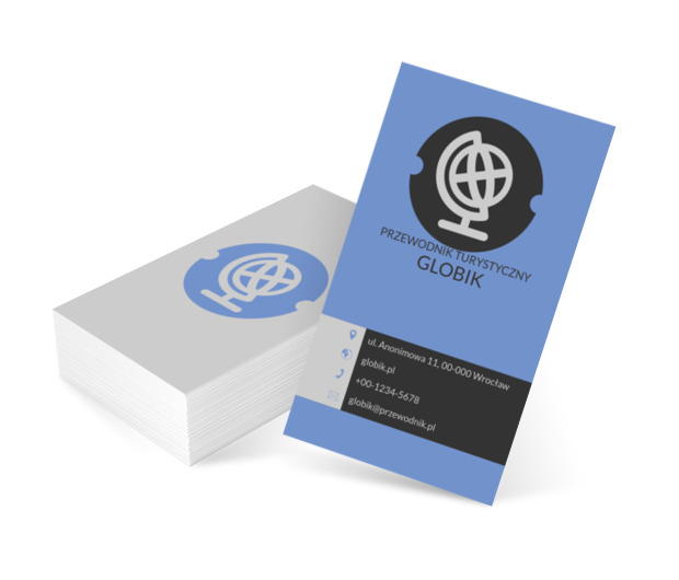 Szary globus w niebieskim kole, Turystyka, Przewodnik turystyczny - Wizytówki Netprint szablony online