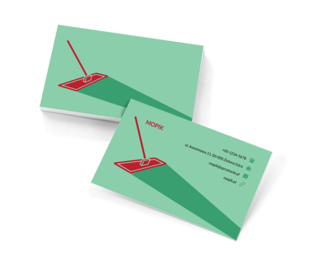 Czerwony mop, Usługi domowe, Firma sprzątająca - Wizytówki Netprint szablony online