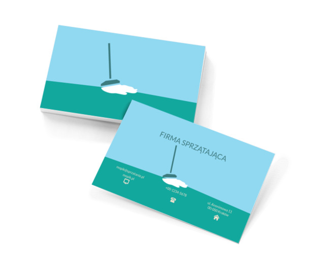 Niebiesko zielony mop, Usługi domowe, Firma sprzątająca - Wizytówki Netprint szablony online