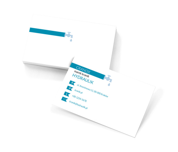 Niebieski mały kran, Usługi domowe, Hydraulik - Wizytówki Netprint szablony online