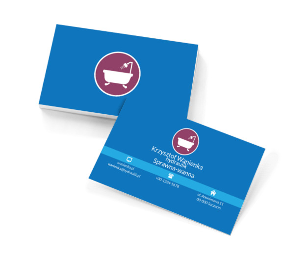 Biała wanna w kole, Usługi domowe, Hydraulik - Wizytówki Netprint szablony online