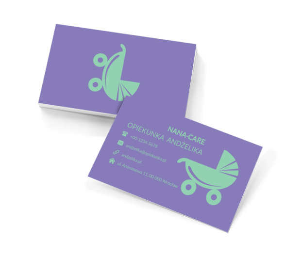 Zielony wózek, Usługi domowe, Opieka nad dziećmi - Wizytówki Netprint szablony online