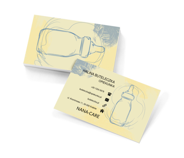 Butelka dla niemowlaka, Usługi domowe, Opieka nad dziećmi - Wizytówki Netprint szablony online