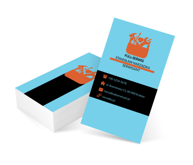 Pomarańczowa torba z narzędziami, Usługi domowe, Serwisant - Wizytówki Netprint szablony online