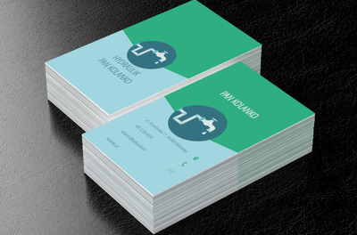 Kran w niebieskim kole, Usługi domowe, Hydraulik - Wizytówki Netprint