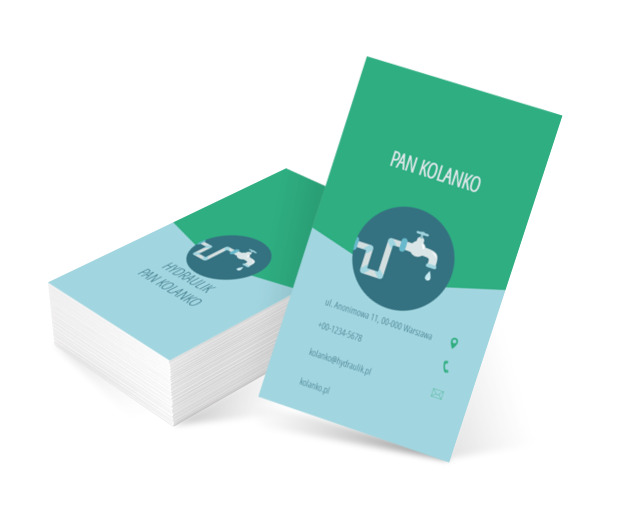 Kran w niebieskim kole, Usługi domowe, Hydraulik - Wizytówki Netprint szablony online