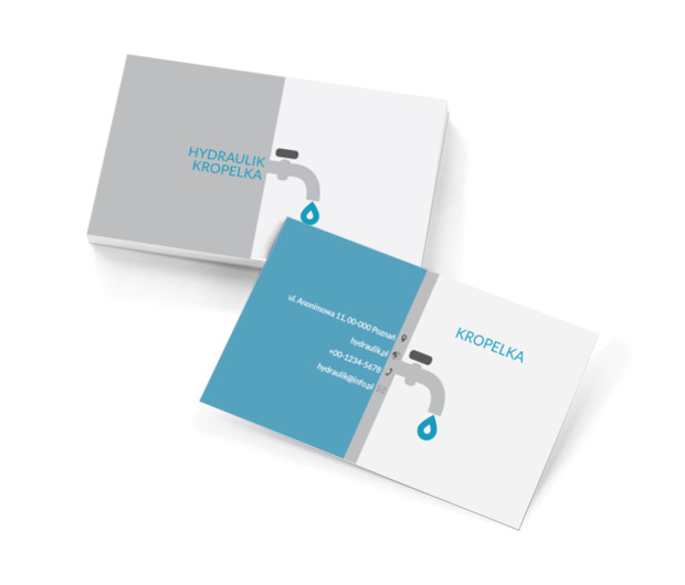 Szary kapiący kran, Usługi domowe, Hydraulik - Wizytówki Netprint szablony online