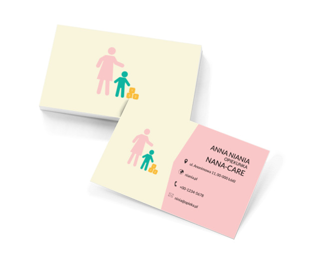 Przedszkolaki z opiekunką, Usługi domowe, Opieka nad dziećmi - Wizytówki Netprint szablony online