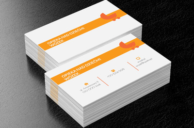 Pomarańczowy głęboki wózek, Usługi domowe, Opieka nad dziećmi - Wizytówki Netprint