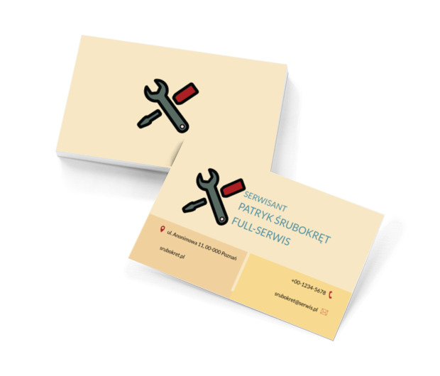Śrubokręt i klucz, Usługi domowe, Serwisant - Wizytówki Netprint szablony online