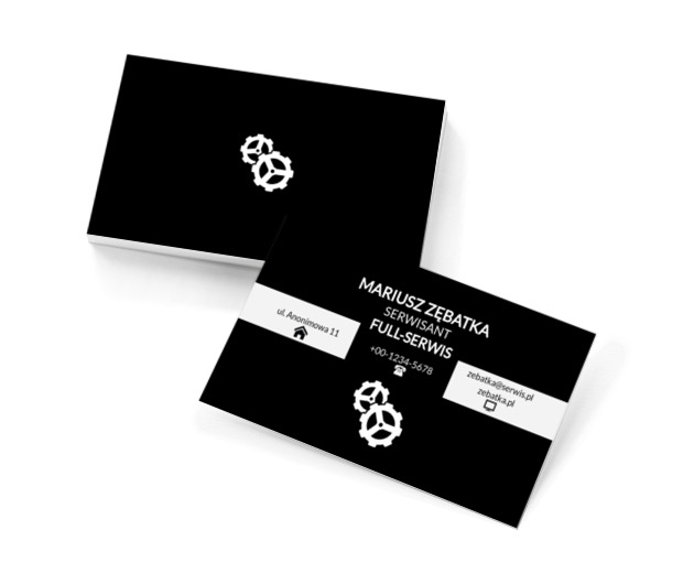 Dwie zębatki, Usługi domowe, Serwisant - Wizytówki Netprint szablony online