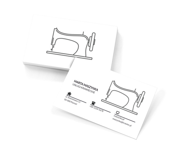 Obrys maszyny do szycia, Usługi domowe, Usługi krawieckie - Wizytówki Netprint szablony online