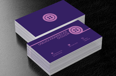 Fioletowy guzik, Usługi domowe, Usługi krawieckie - Wizytówki Netprint