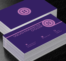 Fioletowy guzik, Usługi domowe, Usługi krawieckie - Wizytówki Netprint