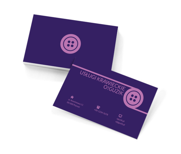 Fioletowy guzik, Usługi domowe, Usługi krawieckie - Wizytówki Netprint szablony online