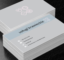 Białe guziki na szarym tle, Usługi domowe, Usługi krawieckie - Wizytówki Netprint