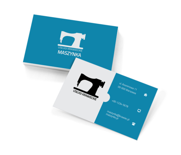Biała maszyna do szycia, Usługi domowe, Usługi krawieckie - Wizytówki Netprint szablony online