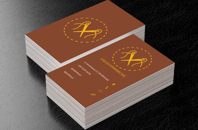 Dwie żółte igły, Usługi domowe, Usługi krawieckie - Wizytówki Netprint