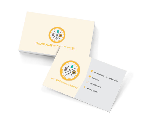 Przybory krawieckie, Usługi domowe, Usługi krawieckie - Wizytówki Netprint szablony online