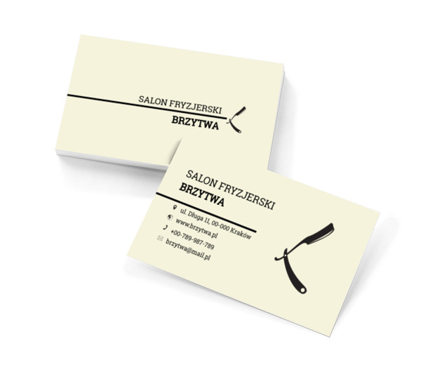 Czarna brzytwa, Zdrowie i uroda, Salon fryzjerski - Wizytówki Netprint szablony online