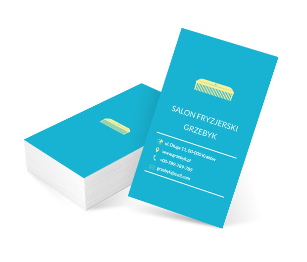 Grzebień na niebieskim tle, Zdrowie i uroda, Salon fryzjerski - Wizytówki Netprint szablony online