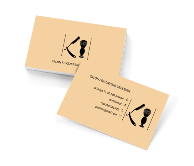 Pędzel z brzytwą, Zdrowie i uroda, Salon fryzjerski - Wizytówki Netprint szablony online
