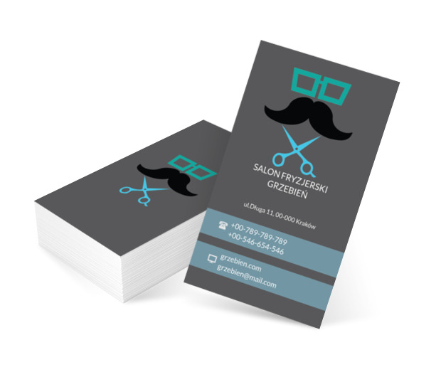 Krzaczaste wąsy, Zdrowie i uroda, Salon fryzjerski - Wizytówki Netprint szablony online