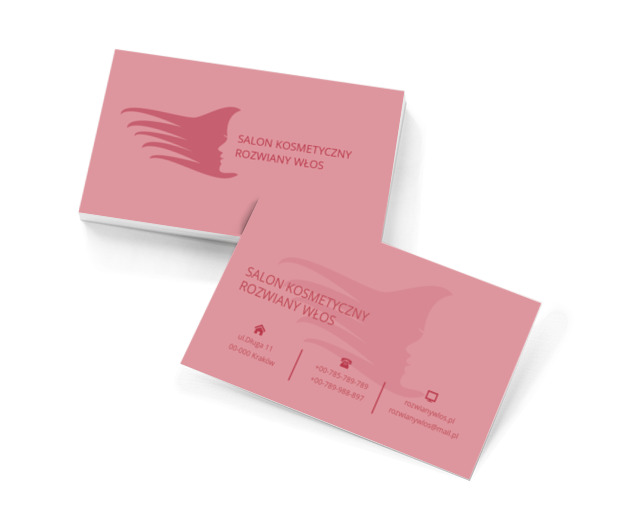 Postać z rozwianymi włosami, Zdrowie i uroda, Salon kosmetyczny - Wizytówki Netprint szablony online