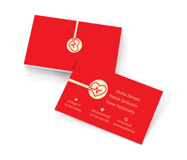 Czerwone cardio, Zdrowie i uroda, Trener personalny - Wizytówki Netprint szablony online