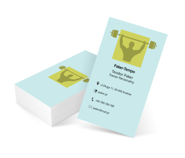 Siłacz na zielonym tle, Zdrowie i uroda, Trener personalny - Wizytówki Netprint szablony online