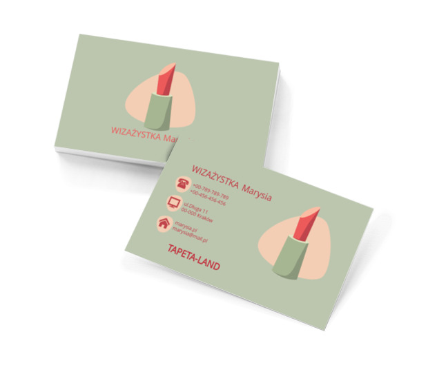 Czerwona szminka , Zdrowie i uroda, Wizaż - Wizytówki Netprint szablony online