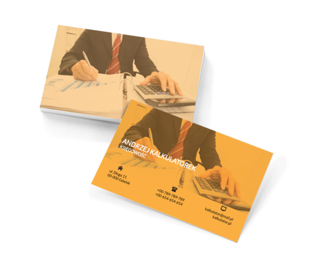 Księgowy przy pracy, Usługi biurowe, Księgowość - Wizytówki Netprint szablony online