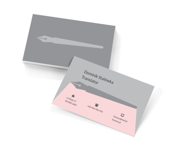 Szara stalówka, Usługi biurowe, Tłumacz - Wizytówki Netprint szablony online