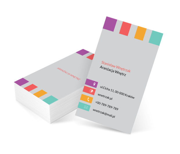 Kolorowe prostokąty, Budownictwo, Aranżacja wnętrz - Wizytówki Netprint szablony online